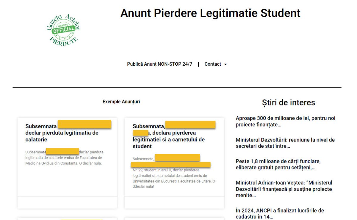 anunt-pierdere-legitimatie-student