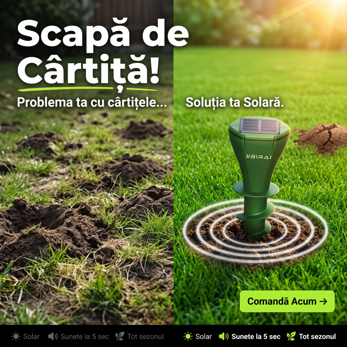 Dispozitiv anti cartite solar protectie gradina